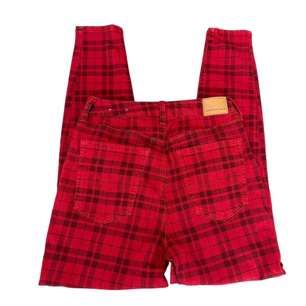 American Eagle Curvy Hi-Rise Jegging 6P Red Black Plaid Ne(x)t Level Stretch